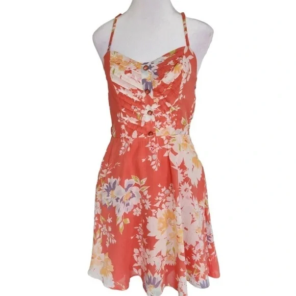 LAUREN CONRAD • Women’s Floral Sunset Blooms Sweetheart Neckline Dress - Picture 5 of 6
